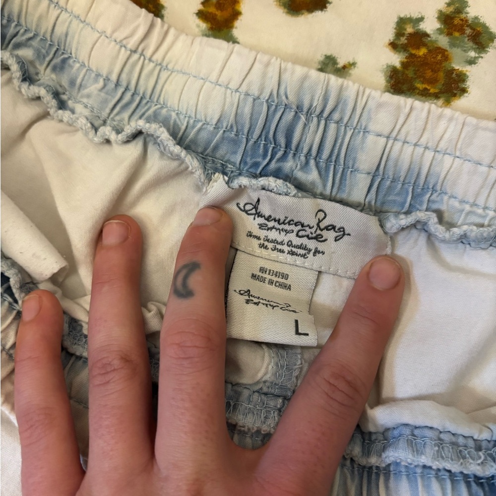 American Rag Off-White and Blue 100% Cotton Joggers Size L - Picture 9 of 16